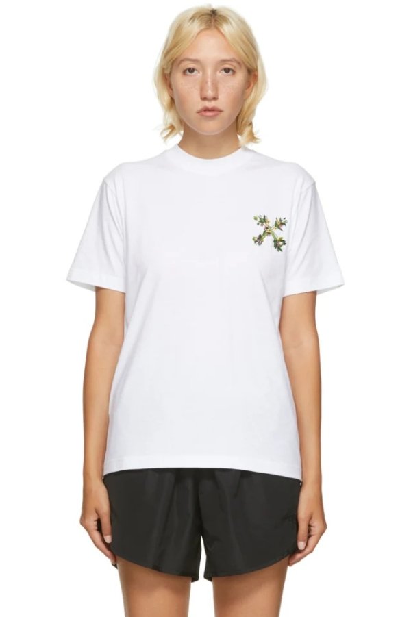 White Embroidered Mini Arrow T-Shirt