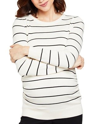 Striped Crewneck Maternity Sweater