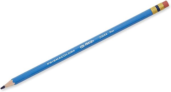 Col-Erase Erasable Colored Pencil, 12-Count, Blue (20044)