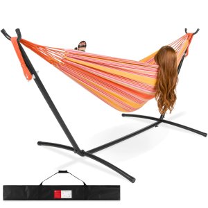 Best Choice Products 2-Person Brazilian-Style Double Hammock w/ Carrying Bag and Steel Stand