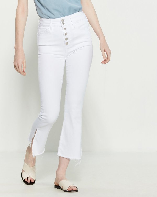 White High-Rise Cropped Flare Jeans