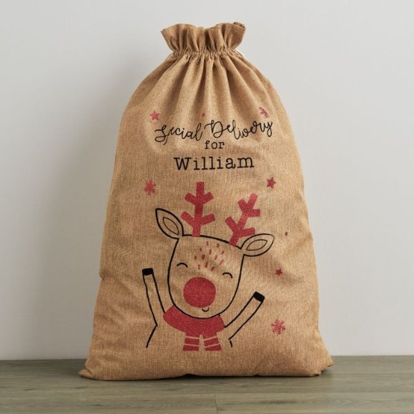 Personalized Special Delivery Hessian Christmas Sack
