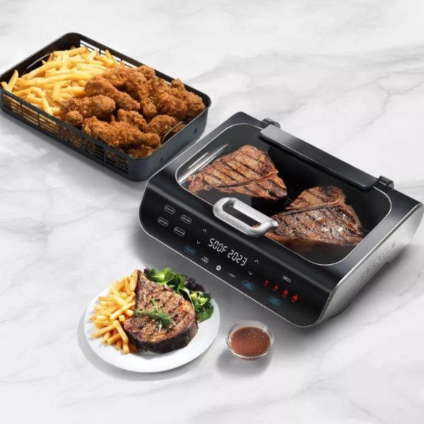 FoodStation 5-in-1 Smokeless Grill & Air Fryer with Smoke