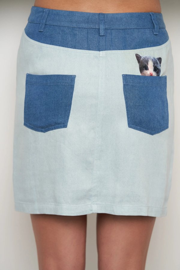 口袋猫半身裙