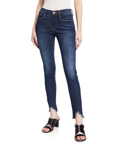Le High Skinny Ankle Jeans with Chewed Hem