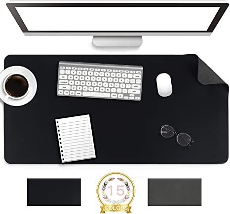 Non-Slip Desk Pad, Waterproof PVC Leather Desk Table Protector, Ultra Thin Large Mouse Pad, Easy Clean Laptop Desk Writing Mat for Office Work/Home/Decor(Black, 31.5" x 15.7")
