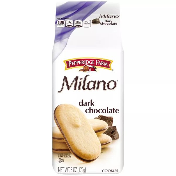 Milano Dark Chocolate Cookies, 6oz Bag