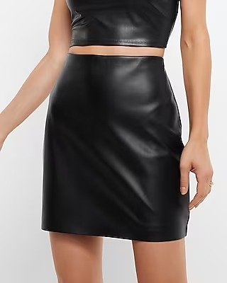 Super High Waisted Faux Leather Mini Skirt
