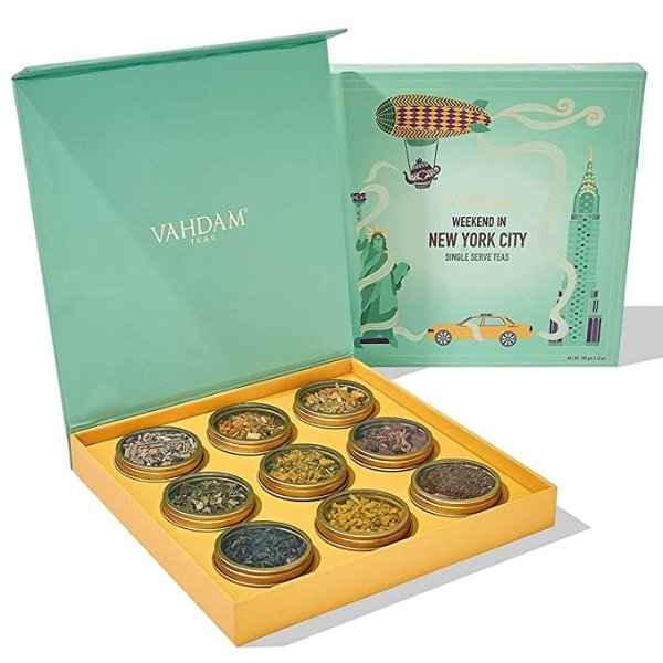 , Weekend in New York Tea Gift Set | 9 Assorted Herbal Tea, Green Tea & Black Tea in Travel Edition Gift Box| 100% Natural | Mothers Day Gifts | Luxury Tea Gift Sets for Mothers Day, Gifts for Mom