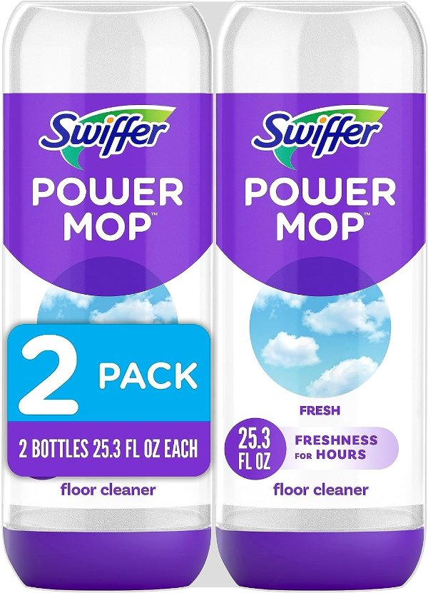 PowerMop Floor Cleaning Solution with Fresh Scent, 25.3 fl oz, 2 Pack