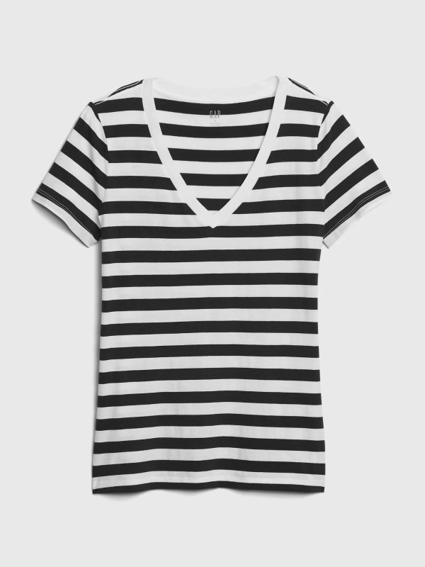 Vintage Wash Stripe V-Neck T-Shirt