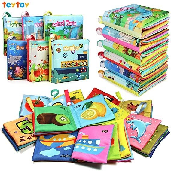My First Soft Book, Nontoxic Fabric Baby Cloth Books Early Education Toys Activity Crinkle Cloth Book for Toddler, Infants and Kids Perfect for Baby Shower -Pack of 6