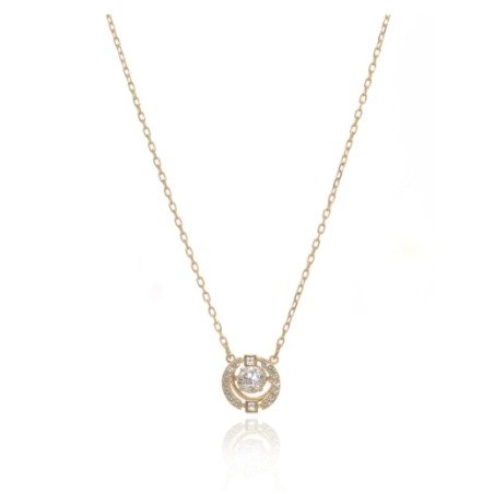 Sparkling Gold Tone Czech White Crystal Necklace