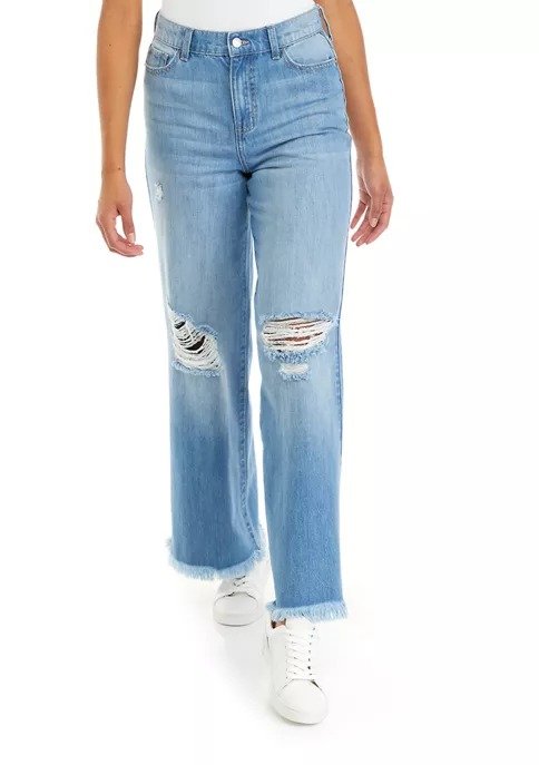 Juniors' Relaxed Wide Leg Jeans