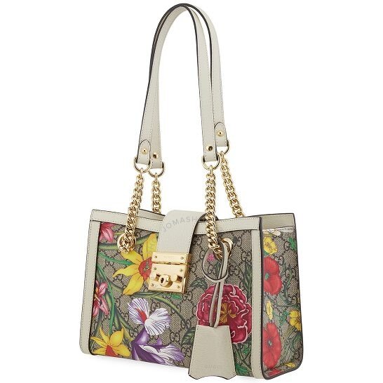 Ladies Padlock GG Flora Shoulder Bag