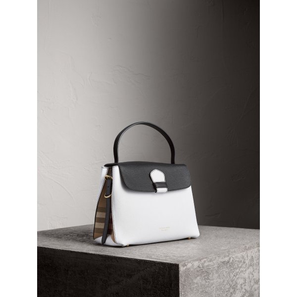 Medium Two-tone Leather and House Check Tote