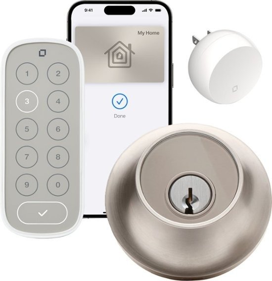 - Lock+ Connect with Keypad Smart Lock Bluetooth/Wi-Fi Replacement Deadbolt with App / Keypad / Key Access - Satin Nickel