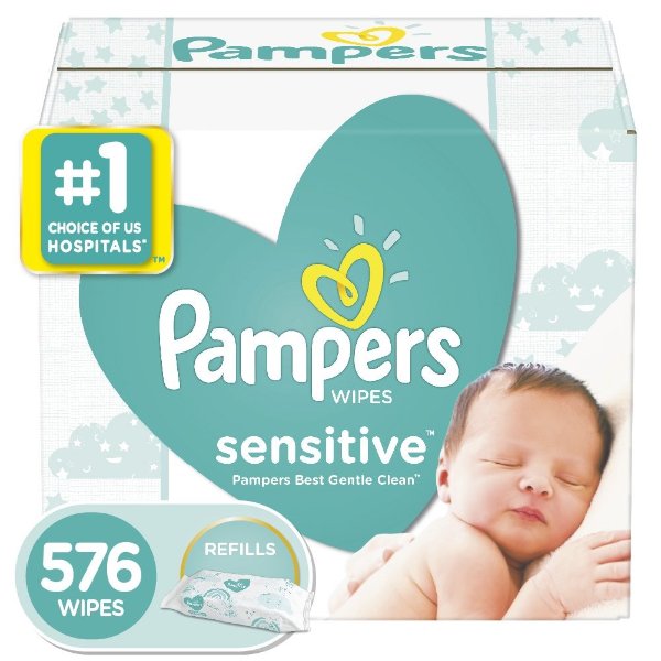 Sensitive Baby Wipes, 9X Refill (Tub Not Included) 576 Ct