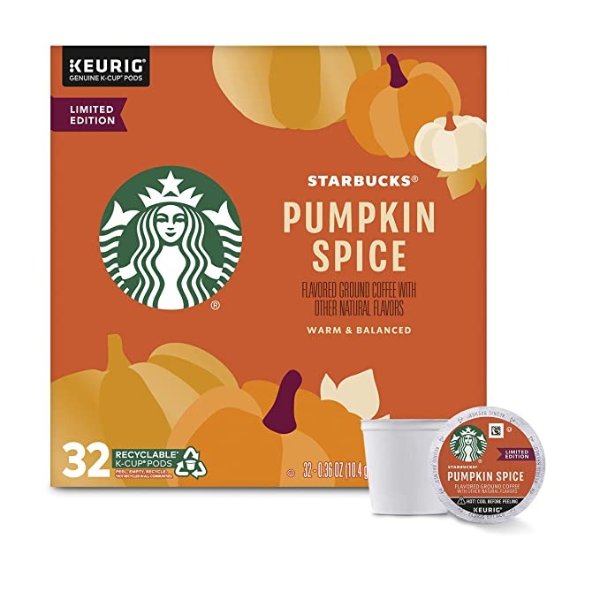 K Cup Coffee Pods — Light Roast Coffee — Pumpkin Spice — Fall Limited Edition — 1 box (32 pods)