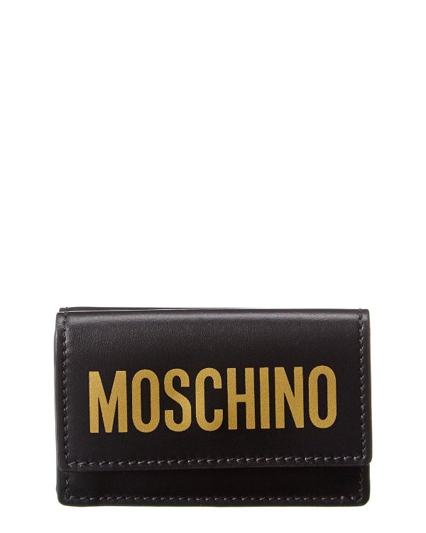 Logo Print Leather French Wallet
