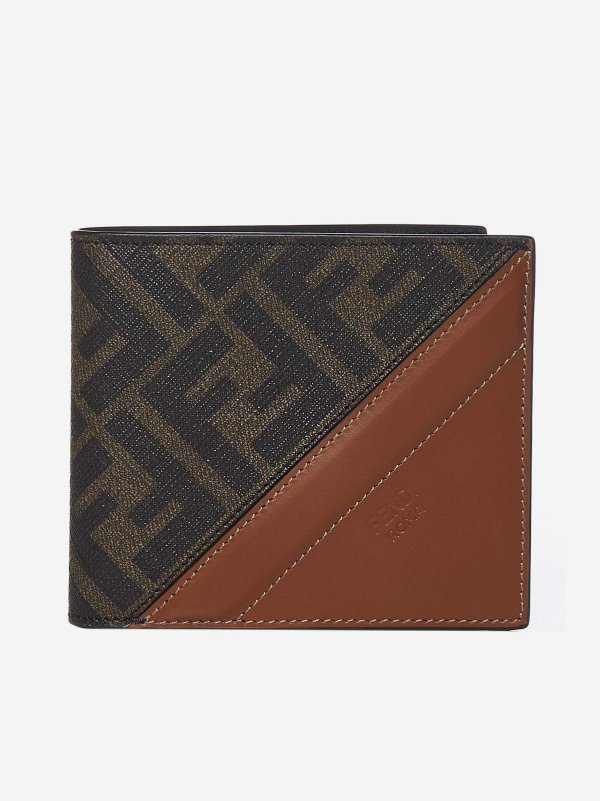 Leather and FF fabric bifold wallet