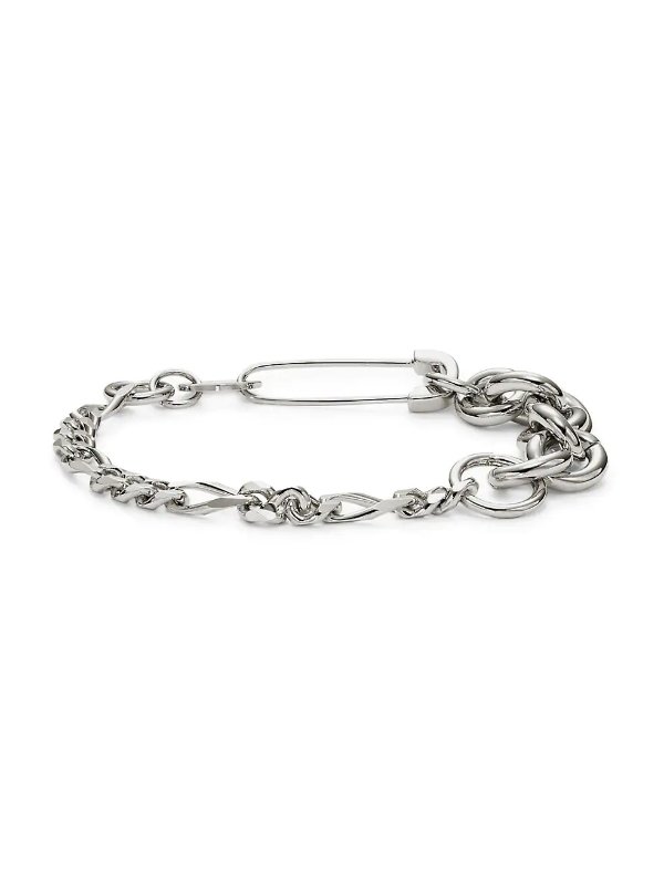 Silvertone Figaro Chain Bracelet