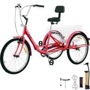 VEVOR Tricycle Adult 24’’ Wheels Adult Tricycle 1-Speed 3 Wheel Bikes For Adults Three Wheel Bike For Adults Adult Trike Adult Folding Tricycle Foldable Adult Tricycle 3 Wheel Bike Trike For Adults | VEVOR US