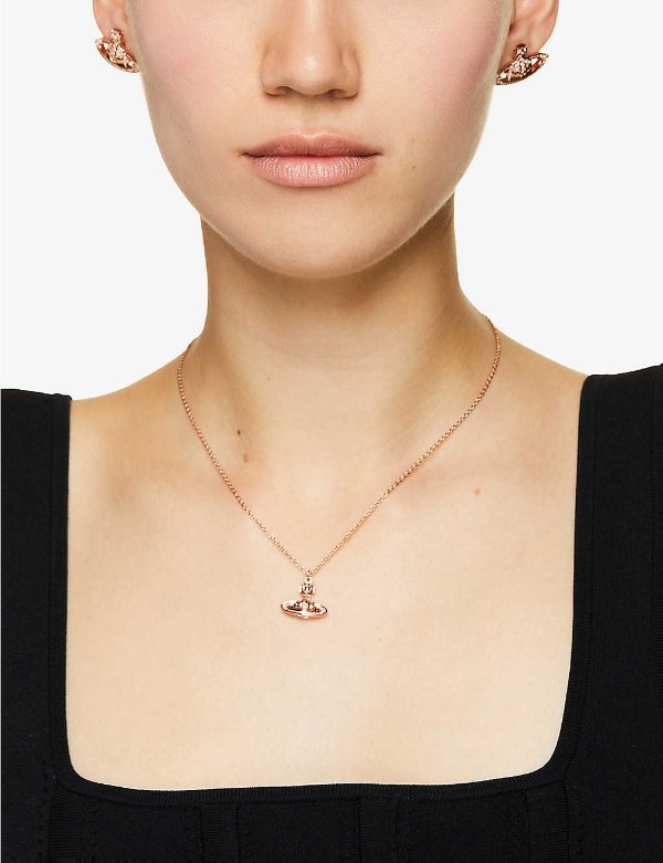 Mayfair Bas Relief rose gold and rhodium-plated brass and crystal pendant necklace