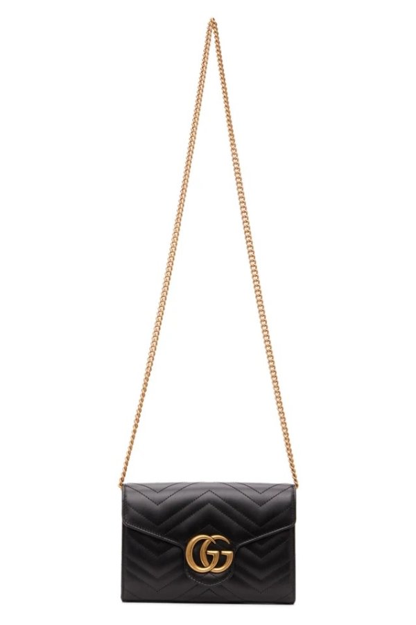 Black Mini GG Marmont Chain Shoulder Bag