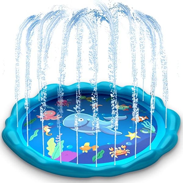 Sprinkler for Kids, Splash Pad, and Wading Pool for Learning Children’s Sprinkler Pool, 60’’ Inflatable Sprinkler Summer Toys Water Toys, Outdoor Swimming Pool for Babies, Toddlers, Kids
