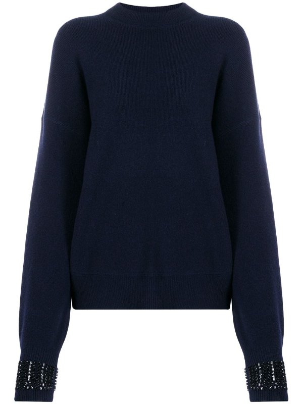 embellished-cuff sweater