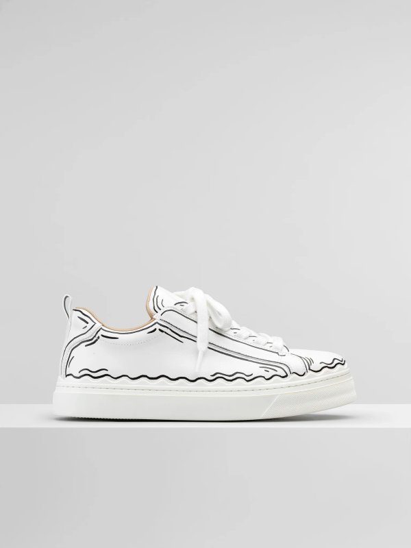 Lauren Sneaker In Smooth Calfskin With a Graphic Outline | Chloe US