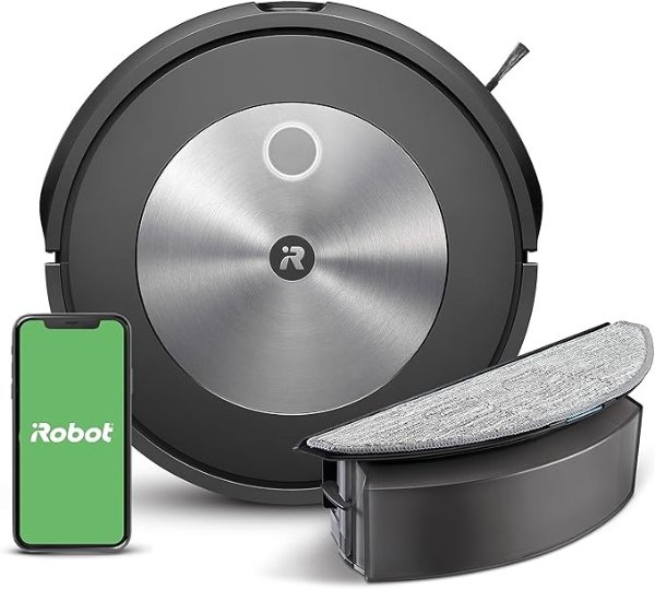 Roomba Combo j5 Robot - 2-in-1 Vacuum with Optional Mopping, Identifies & Avoids Obstacles Like Pet Waste & Cords, Clean by Room with Smart Mapping, Works with Alexa, Ideal for Pet Hair
