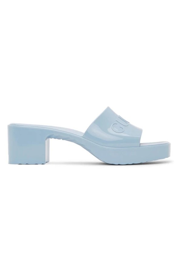 Blue Rubber Slide Sandals