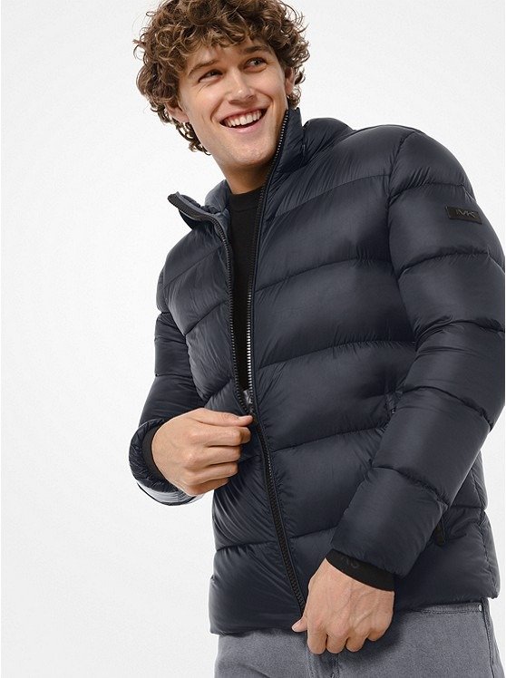 Quilted Nylon Hooded Puffer Jacket