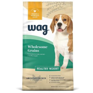 Amazon Brand - Wag Wholesome Grains Adult Healthy Weight Dry Dog Food, Chicken & Brown Rice - 30 lb
