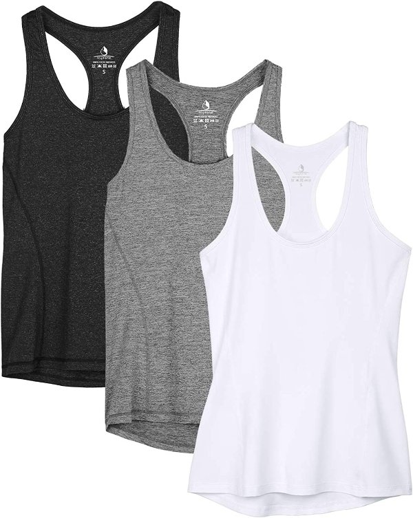 Workout Tank Tops for Women - Racerback Athletic Yoga Tops, Running Exercise Gym Shirts(Pack of 3)