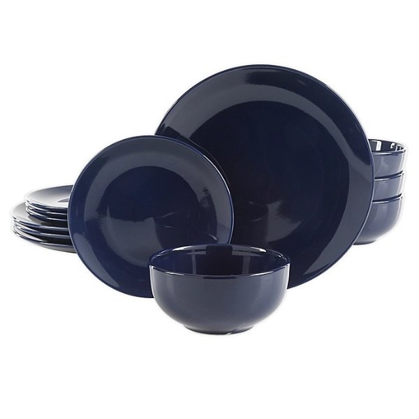Simply Essential™ Coupe 12-Piece Dinnerware Set in Navy | Bed Bath & Beyond