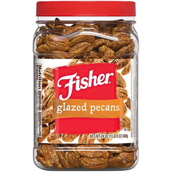 Fisher Snack Pecans, Glazed, 24oz (Pack of 1)