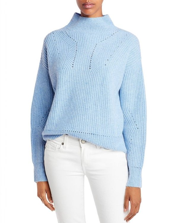 Novelty Stitch Cashmere Mock Neck Sweater - 100% Exclusive