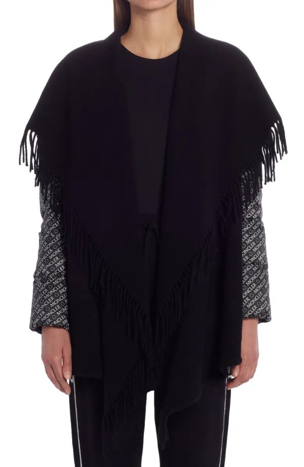 Quilted Down & Wool Short Cape