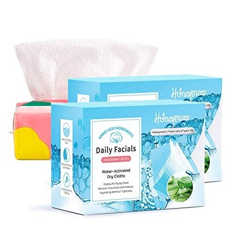Daily Facials Water Activated Dry Cloths 40 Count + Disposable Cotton Face Tissues 70 Count