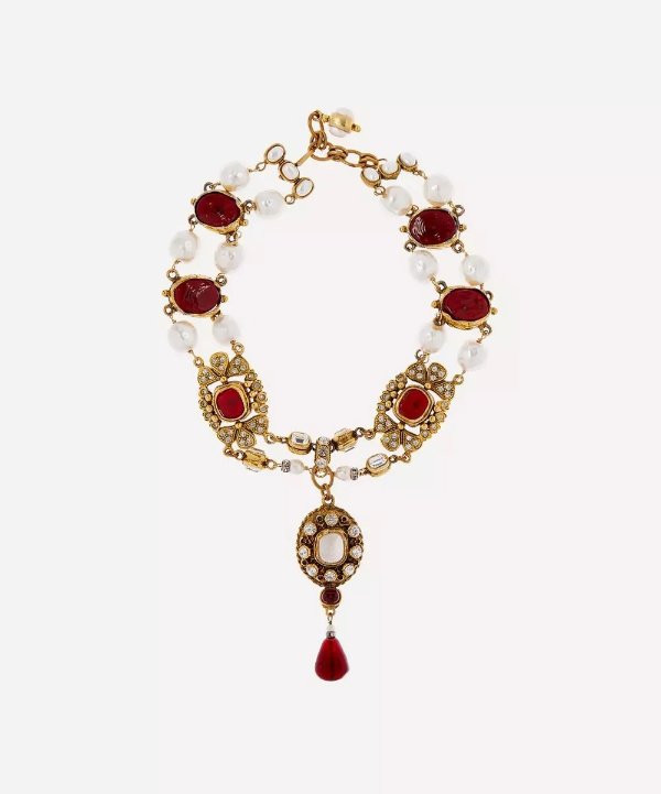 1980’s 钻石珍珠红宝石项链