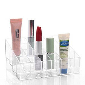 GlowSol 24 Stand Transparent Plastic Trapezoid Acrylic Makeup Cosmetic Organizer Display Stand