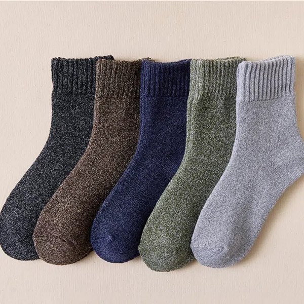 5pairs Men's Solid Color Cotton Thick Warm Winter Socks For Hiking Or Outdoor Sports - Clothing, Shoes & Jewelry - Temu