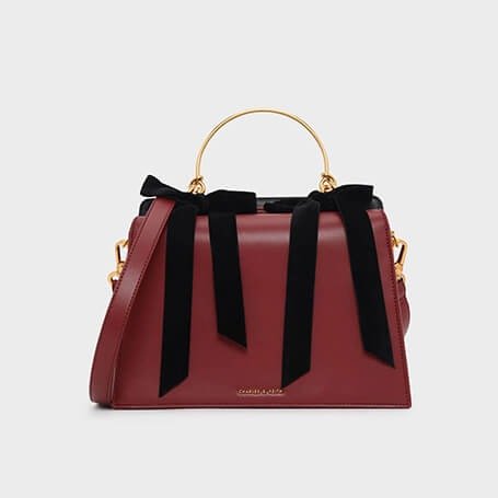 Beige Velvet Bow Detail Handbag | CHARLES & KEITH