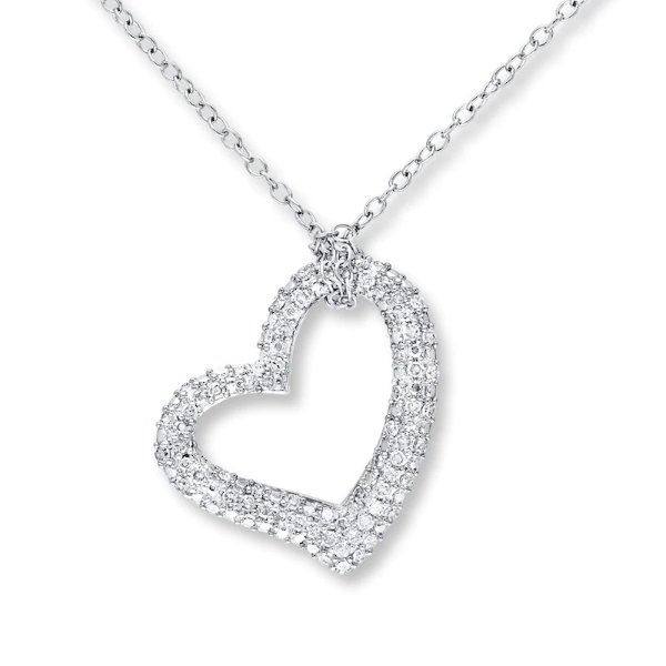 Diamond Heart Necklace 1/3 ct tw Round-cut Sterling Silver|Jared