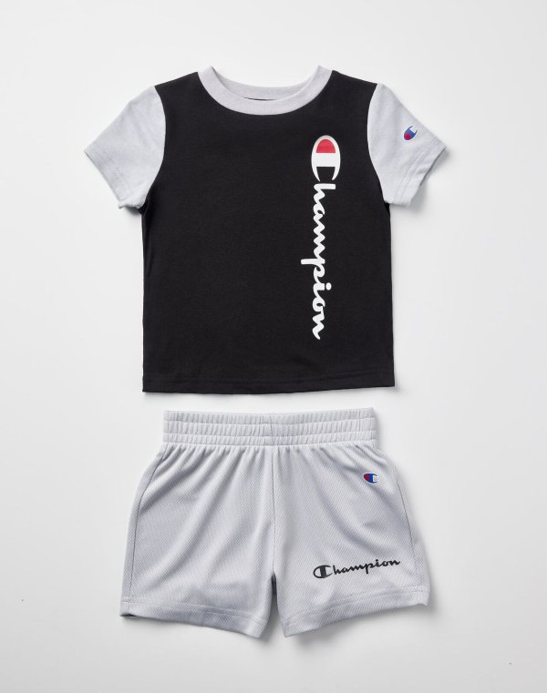 Infants' Champion Colorblock Tee & Shorts, 2.25", 2-Piece Set