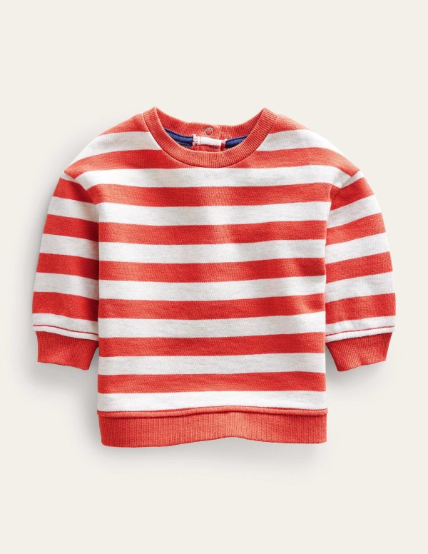 Stripy Sweatshirt - Oatmeal/Red | Boden US