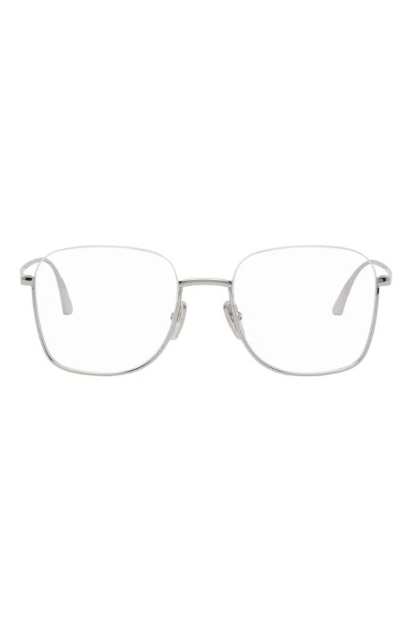 Silver Semi-Rimless Square Glasses